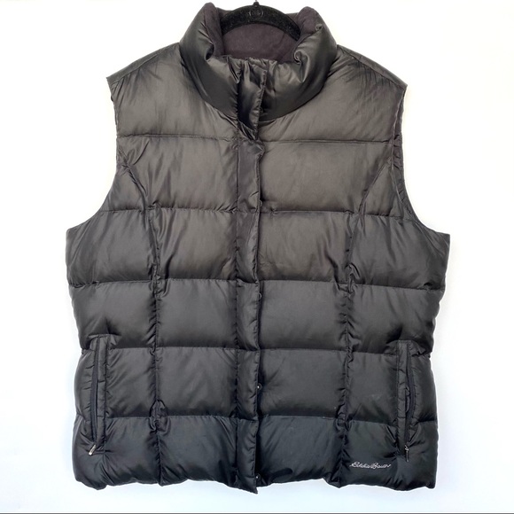 Black Eddie Bauer Goose Down Puffer Vest - Picture 2 of 4